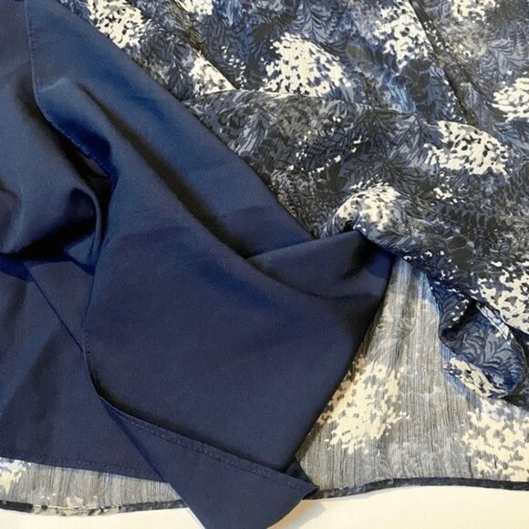 Joie Flowy Chiffon Trapezoid Baltic Print Navy Sleeveless Mini Dress Size XXL - Picture 8 of 11